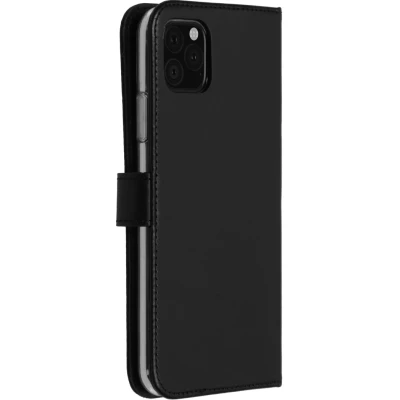 Afbeelding van Apple iPhone 11 Pro Max Hoesje Echt leder Selencia Bookcase Zwart Telefoonhoesje
