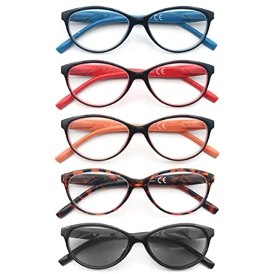 Afbeelding van HEEYYOK Leesbril 1.75 Vrouwen Mannen 5 Pack,Brillen Cateye Comfortabele Spring Scharnieren Flexibel,Stijlvol Lgithweight voor lezen,Inclusief Pouch Zon Lezers
