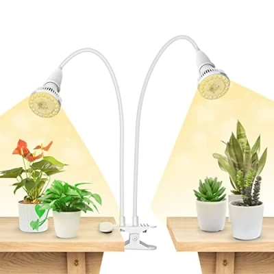 Afbeelding van SANSI 300 W led plantenlamp voor kamerplanten, 2 zwanenhals, groeilamp, volledig spectrum met optische lens, hoge PPFD indoor plantengroei, levenslange gratis gloeilampvervanging