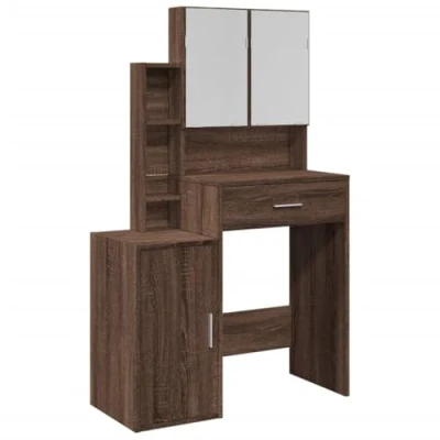 Afbeelding van vidaXL Kaptafel met kastje 80x35x132 cm bruin eikenkleur