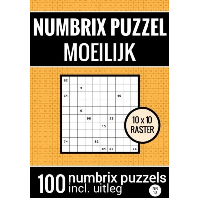 Afbeelding van Puzzelboek met 100 Numbrix Puzzels voor Ver Gevorderden NR.13 Puzzel Moeilijk