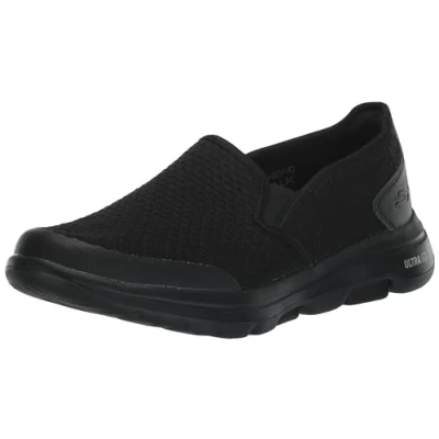Afbeelding van Skechers Go Walk 5 Apprize Slip On Sneakers voor heren, zwart textiel synthetisch Trim, 45.5 EU