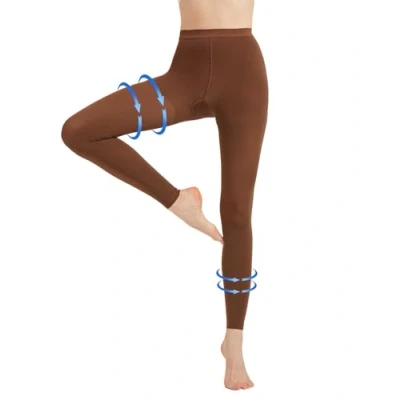 Afbeelding van AMZAM® Medische compressiepanty voor dames en heren, 20 30 mmHg gegradueerde compressie legging, ondoorzichtige voetloze taille, hoge compressiekousen oedeem, spataderen, postoperatie, bruin, XL