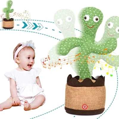 Afbeelding van Cactus die danst en herhaalt, cactus, zingend, speelgoedcactus, sprekende accessoires voor kinderen (zingen 120 + dans, opname verlichting), decoratief pluche speelgoed