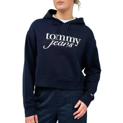 Afbeelding van Tommy Jeans Script Hoodie Sweater, Dames, Maat: Large, Dark night navy