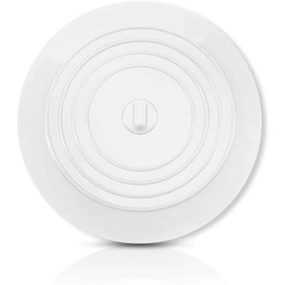 Afbeelding van Universele Siliconen Stop voor Badkuip, Douche &amp; Keukengootsteen, Afneembare Afvoerplug Afdekking, Voorkomt het weglopen van water, 15 cm Diameter, Afvoergat tot 120 mm, Wit, drain plug cover