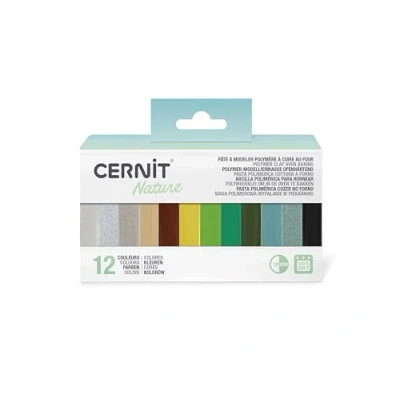 Afbeelding van Clairefontaine Cernit CEASS004C een assortiment van 12 pastabroden 25 g, polymeerpasta met natuurlijk effect, verschillende kleuren in kleuren, assortiment, opaal
