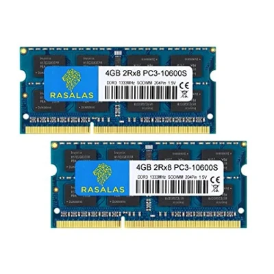 Afbeelding van Rasalas 8 GB Kit (2 x 4 GB) PC3 10600 DDR3 1333MHz SODIMM RAM Upgrade voor AMD Intel Notebook, MacBook Pro 13/15/17 inch begin 2011, iMac 21,5 medio Mac Mini 5,1 en 38,5 EU