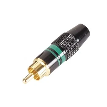 Afbeelding van Mannelijke Rca Plug Vergulde Stekker Zwarte Behuizing Groene Ring