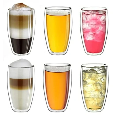 Afbeelding van Creano Dubbelwandige koffieglazen Theeglazen Thermisch glas Handgemaakt 250 ml Set van 6 stuks