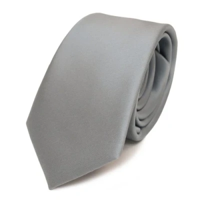 Afbeelding van TigerTie Herenstropdas smalle satijnen stropdas van 6 cm in effen design, ideaal voor zakelijke afspraken, feestelijke gelegenheden en vrije tijd, Grijs lichtgrijs zilver, Krawattengröße: ca. Länge