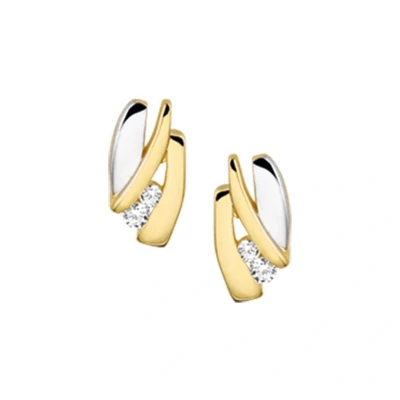 Afbeelding van Bicolor Gouden Oorknoppen zirkonia 4207481 Oorbellen horloge GoudkleurZilverkleur