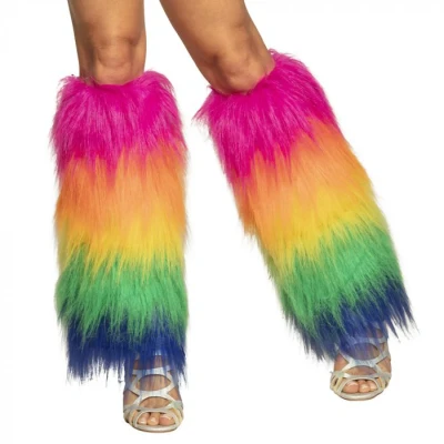Afbeelding van Beenwarmers pluche regenboog