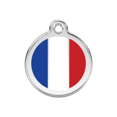 Afbeelding van French Flag roestvrijstalen hondenpenning medium/gemiddeld dia. 3 cm RedDingo