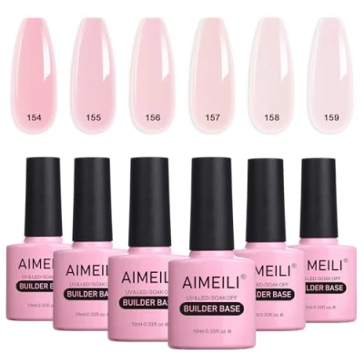 Afbeelding van AIMEILI Clear Builder Gel 2 in 1 Nail Extension Base Nagellak Set UV LED Gellack Soak Off Enhancement voor Nagels Gebouw, Versterking Manicure 6 X 10ml Gift Kit 37