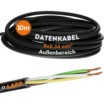 Afbeelding van 10 meter Lapp 1030243 LiYY PVC stuurstroomkabel 8x0,34 mm² zwart I LED kabel 8 aders datalijn signaallijn soldeerbare