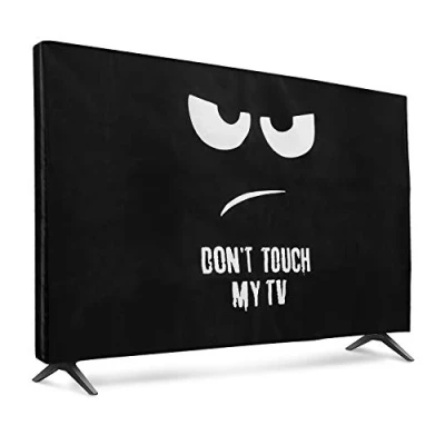 Afbeelding van kwmobile hoes geschikt voor 43&quot; TV Beschermhoes televisie Schermafdekking in wit / zwart Don&#039;t Touch my design