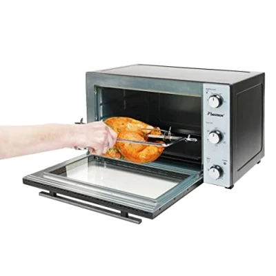 Afbeelding van bestron Mini oven 2 in 1 apparaat met draaispit, 1500 w, edelstaal, zwart