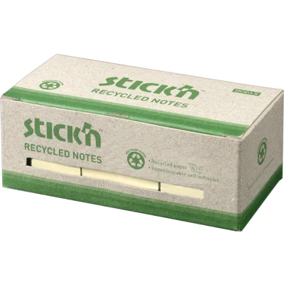 Afbeelding van Stick&#039;n recycled kleine sticky notes 38x51mm, Pastel Geel, doos 12 stuks