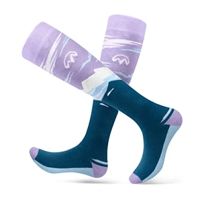 Afbeelding van OutdoorMaster Skisokken voor dames, set van 2 paar ski en snowboardsokken met OTC ontwerp antislip manchet