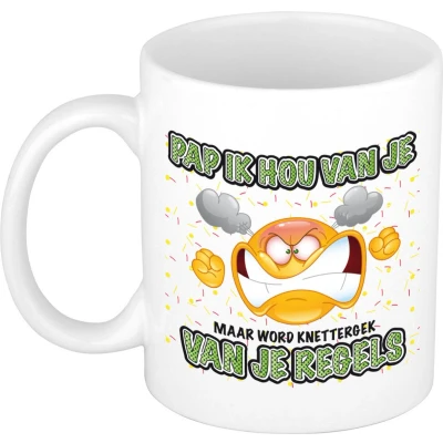 Afbeelding van Bellatio Decorations Cadeau mok/beker regels wit 300 ml Vaderdag / verjaardag feest mokken