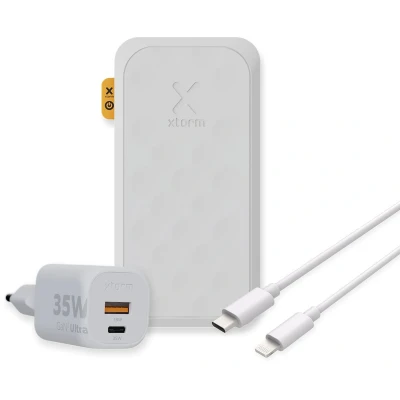 Afbeelding van Xtorm Fuel Series 5 35W Powerbank bundel 20000 mah + lader USB C naar Lightning Kabel Wit