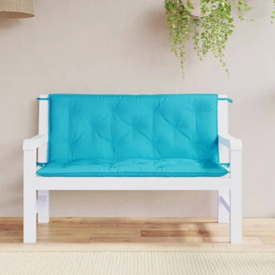 Afbeelding van Tuinbankkussens 2 st 120x50x7 cm stof turquoise