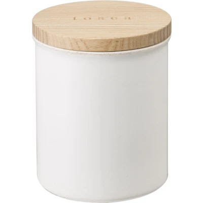 Afbeelding van Yamazaki Voorraadpot Tosca 450 Ml Wit Naturel Hout 9,5x11,5cm