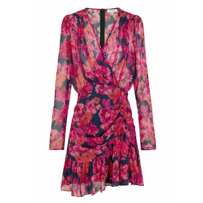 Afbeelding van Morgan Printed Shirred Short Jurk, Dames, Maat: 40, Multico