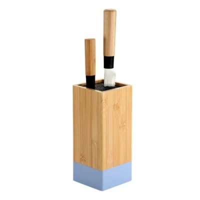 Afbeelding van KESPER messenblok, materiaal: bamboe, kunststof, afmetingen: 10 x cm, H: 23 kleur: bruin, blauw 58032