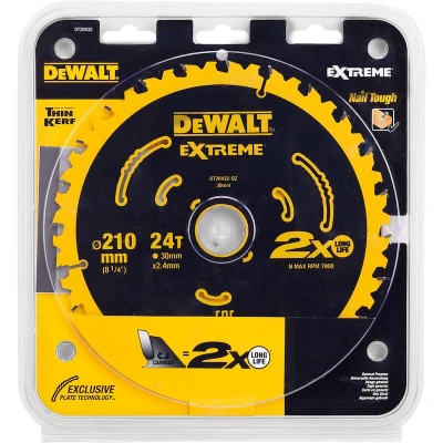 Afbeelding van DEWALT DT20432 QZ Cirkelzaagblad 210 x 30 2.4 mm Aantal tanden: 24 1 stuk(s)