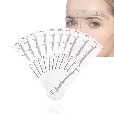 Afbeelding van Wenkbrauwsjabloon, 100 stuks/set wegwerp wenkbrauwen liniaal make up microblading tattoo sjabloon meting voor stickers gepositioneerd