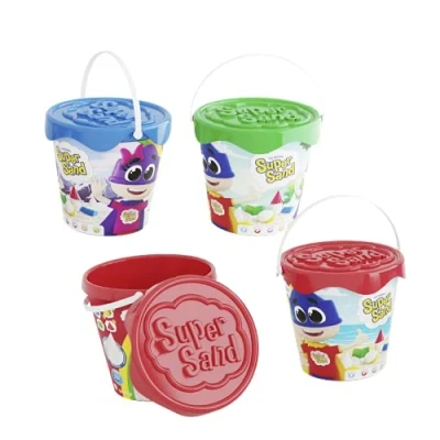 Afbeelding van Goliath Super Sand Bucket Magisch zand in emmer zoals boetseerklei zacht gevoel droogt niet om alleen of met vrienden te spelen creatieve vrije tijd vanaf 3 jaar