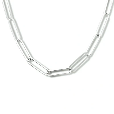 Afbeelding van Zilver Gerhodineerde Collier paperclip plat massief 4 1334095 Sieraden compleet horloge Zilverkleur