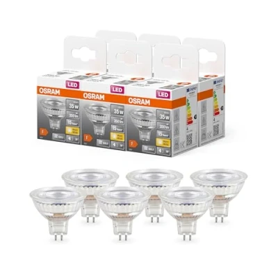 Afbeelding van OSRAM Ster reflector LED lamp, GU5.3 basis helder glas,Warm wit (2700K), 345 Lumen, substituut voor 35W verlichtingsmiddel niet dimbaar, 6 Pak