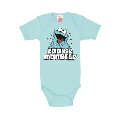 Afbeelding van Logoshirt® Sesamstraat I Koekiemonster Cookie Monster Rompertjes Romper Korte mouw lichtblauw Gelicentieerd origineel ontwerp, Maat 98/104, 2 4 jaren