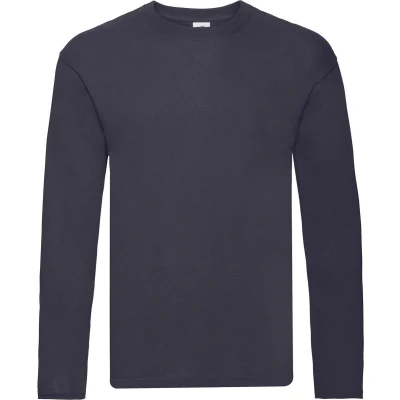 Afbeelding van Fruit Of The Loom Heren Originele T shirt Lange Mouwen (Donker Marine)