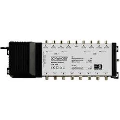 Afbeelding van SCHWAIGER SEW4098 531 SAT Multiswitch 9 &gt; 8 verdeelt 2 signalen naar deelnemers verdeler geïntegreerde voeding voor terrestrische signalen, Quattro LNB zwart, grijs