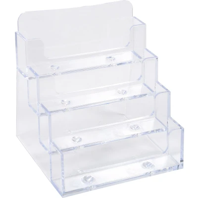 Afbeelding van Exacompta Ref. 71158D Set van 4 visitekaartjesdispensers, voor 200 visitekaartjes in het formaat 9,5 x hoog, maximaal 10 cm vakken Afmetingen: 10,2 10,9 10,7 Kristal