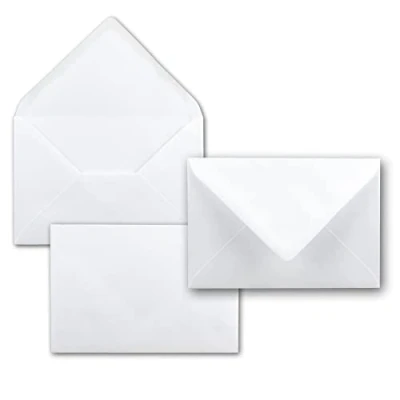 Afbeelding van DIN B6 Witte Enveloppen 125 x 185 mm Gummed Randen 50 Umschläge Wit