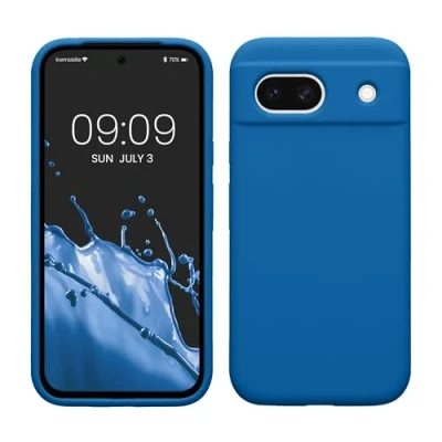 Afbeelding van kwmobile telefoonhoesje geschikt voor Google Pixel 8a Hoesje met siliconen coating Smartphone case in rifblauw