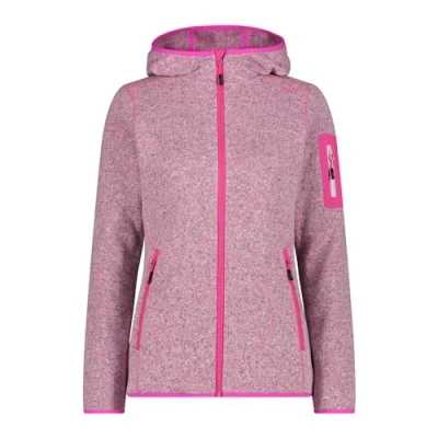 Afbeelding van CMP Knit Tech damesjas met vaste capuchon, fuchsia wit, 40