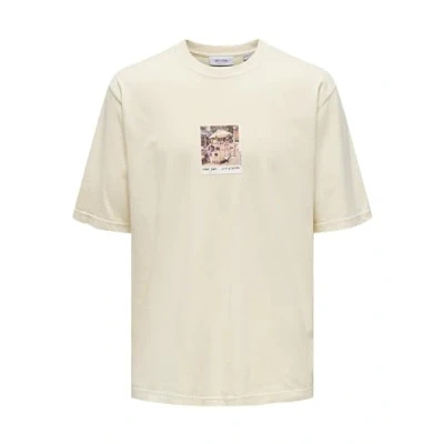 Afbeelding van ONLY &amp; SONS Onsray Ovz Washed Ss Tee Vd T shirt voor heren, cloud dancer, XL