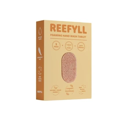 Afbeelding van Reefyll Foaming Hand Soap Refill Tablets Dissolvable Plastic Free Wash Pods Just Add Water Juicy Orange Scent 5
