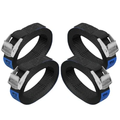 Afbeelding van BB Sport Sjorband spanband bevestigingsband met klemgesp zwart, beschikbaar in verschillende lengtes EN hoeveelheden draagvermogen tot 250 kg DIN 12195 2, 4 stucks 2.5 cm x 1 m