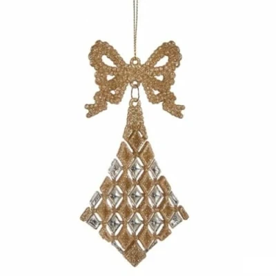 Afbeelding van Kerstversiering Lasso Ruiten champagne Plastic Purpurine 7,5 x 1 15,5 cm (24 Stuks)