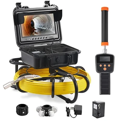 Afbeelding van VEVOR Inspectiecamera, 9 inch, 50 m, buiscamera, 720p, kanaalcamera, 512 Hz, endoscoopcamera, 12 V, 4500 mAh lithiumbatterij, 6 uur, buisinspectiecamera, IP68, voor rioleringen,