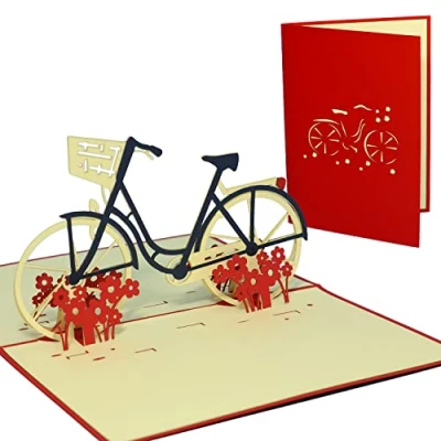 Afbeelding van LIN POP 156 UP 3D wenskaarten fiets, wenskaarten, voucherkaarten, verjaardagskaarten, Venlo damesfiets