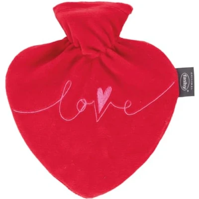 Afbeelding van Fashy Hartwarmwaterkruik 0,7 l met overtrek en borduurwerk &quot;Love&quot;, rood