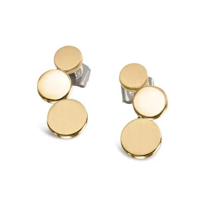 Afbeelding van Boccia 05040 02 Oorknoppen Rondjes mat glans titanium zilver en goudkleurig